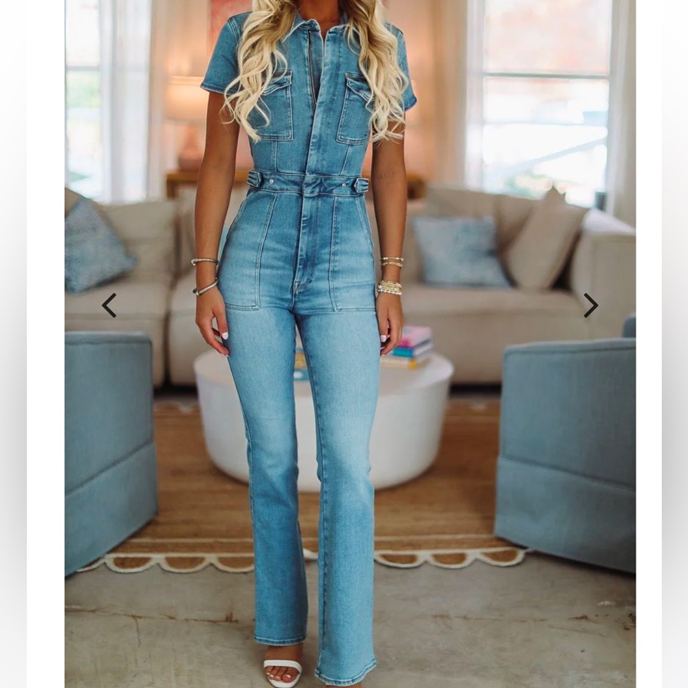 Good American fit for success denim jumpsuit